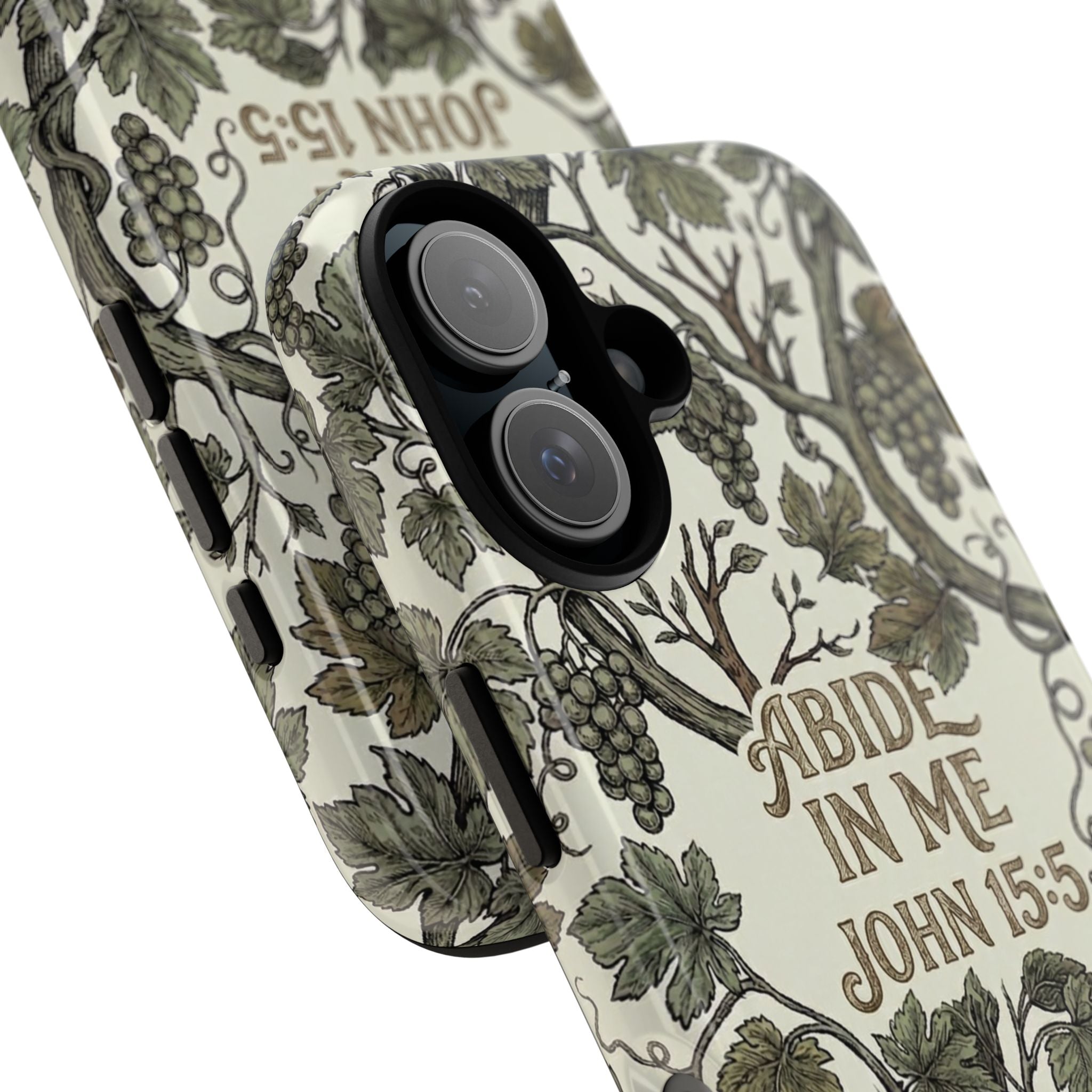 True Vine" Christian Phone Case | John 15 Scripture Art, Earthy Green Botanical Pattern, Nature Faith Gift, Bible Verse Cover