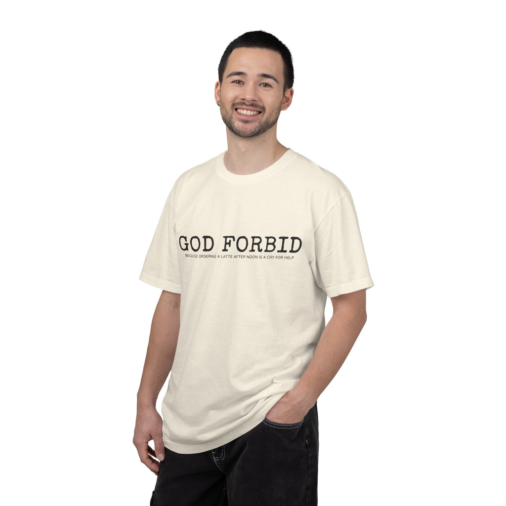 God Forbid phrase T-Shirt | Minimal Text Graphic Tee
