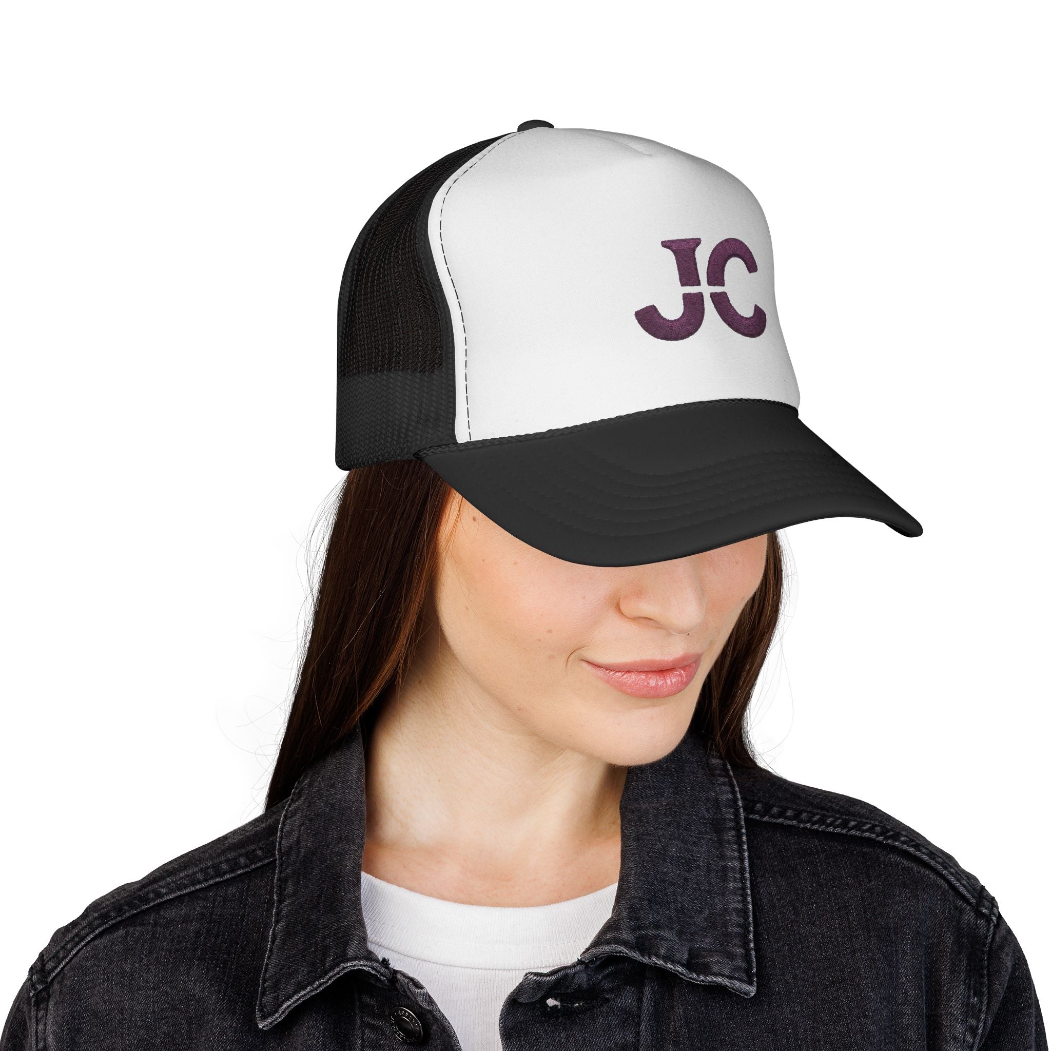 JC Monogram Trucker Cap | Embroidered Initials Mesh Hat