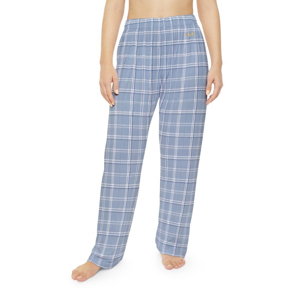 Angel Collection Blue Plaid Pajama Pants, Womens Lounge Sleep Pants, Soft Brushed Polyester, Cozy Sleepwear Gift for Her