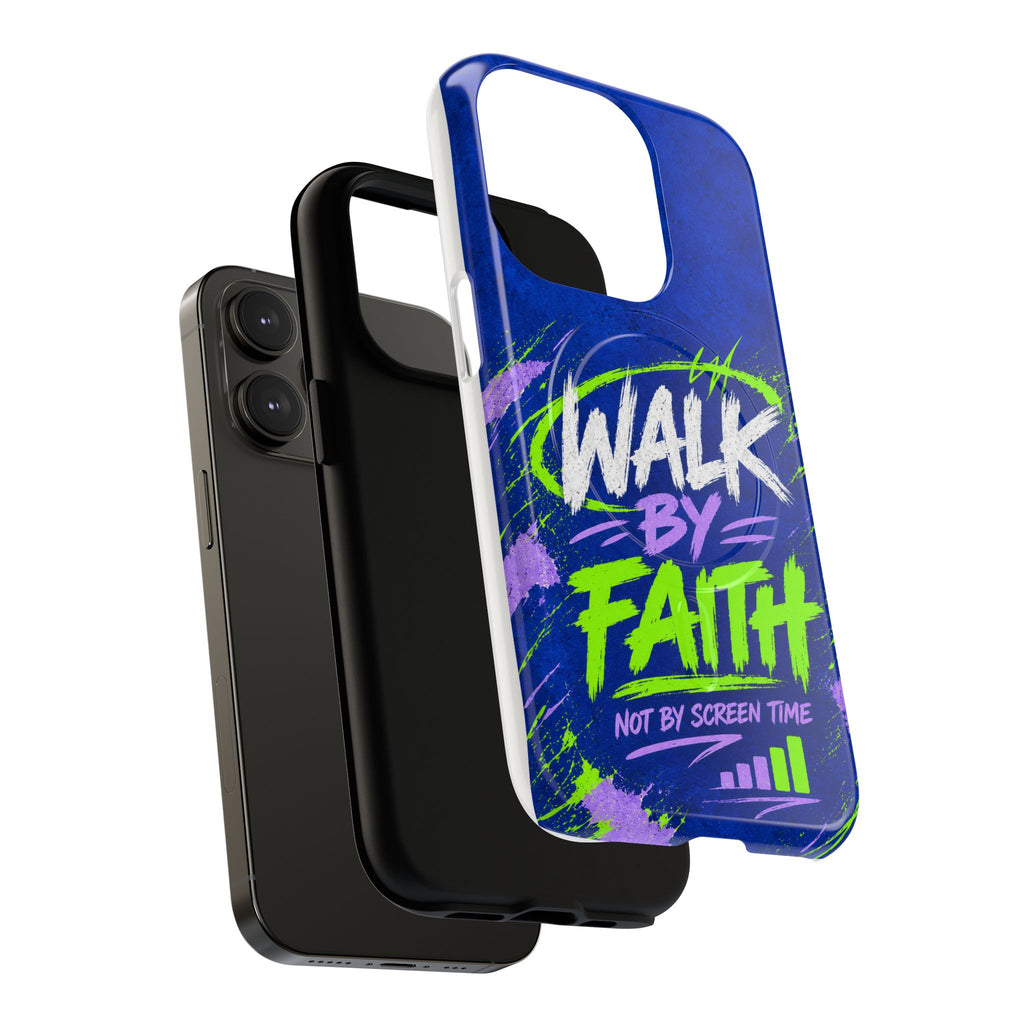 Walk by Faith Not by Screen Time Christian Tough Magnetic Phone Case