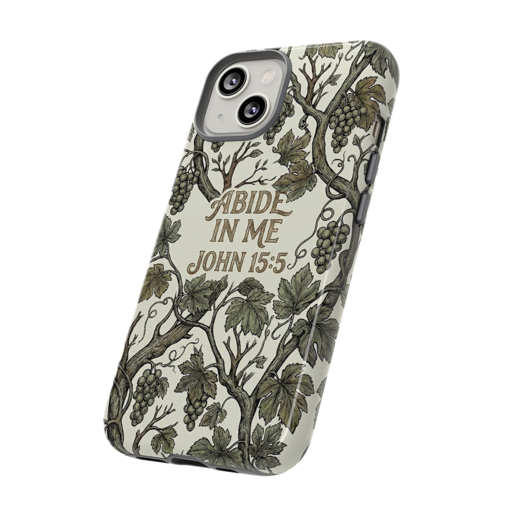 True Vine" Christian Phone Case | John 15 Scripture Art, Earthy Green Botanical Pattern, Nature Faith Gift, Bible Verse Cover
