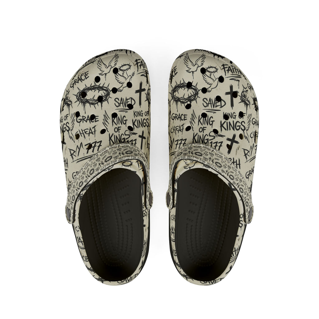 Christian Graffiti Crocs-style Clog EVA Foam Rubber Shoes | Handwritten Faith Pattern