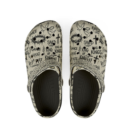 Christian Graffiti Crocs-style Clog EVA Foam Rubber Shoes | Handwritten Faith Pattern