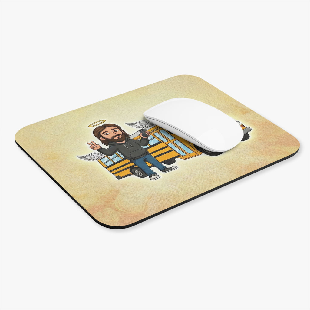 Jesus with Angel School Bus Mouse Pad | Christian Faith Desk Accessory