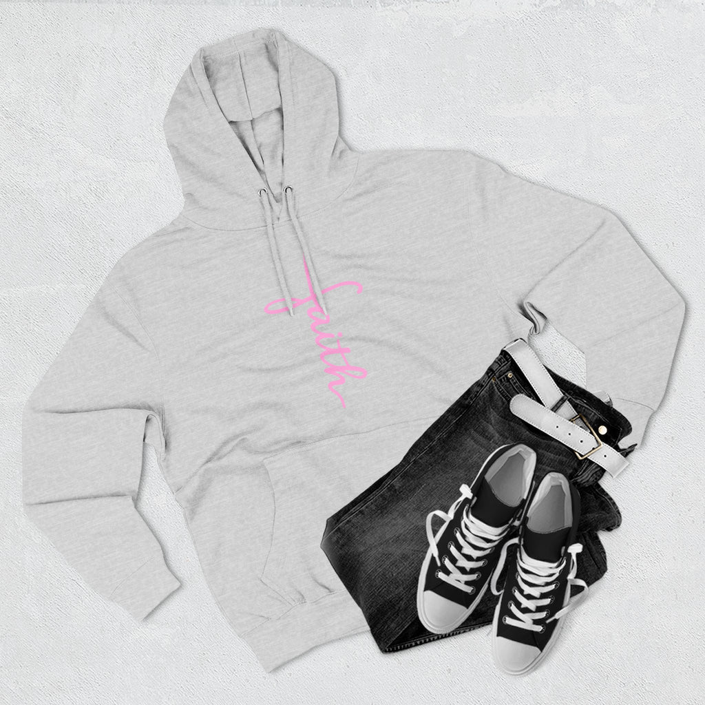 Pink Faith Hoodie | Christian Hoodie for Women | Minimalist Script Cross Hoodie | Christian Streetwear | Faith Gift | Religious Sweatshirt