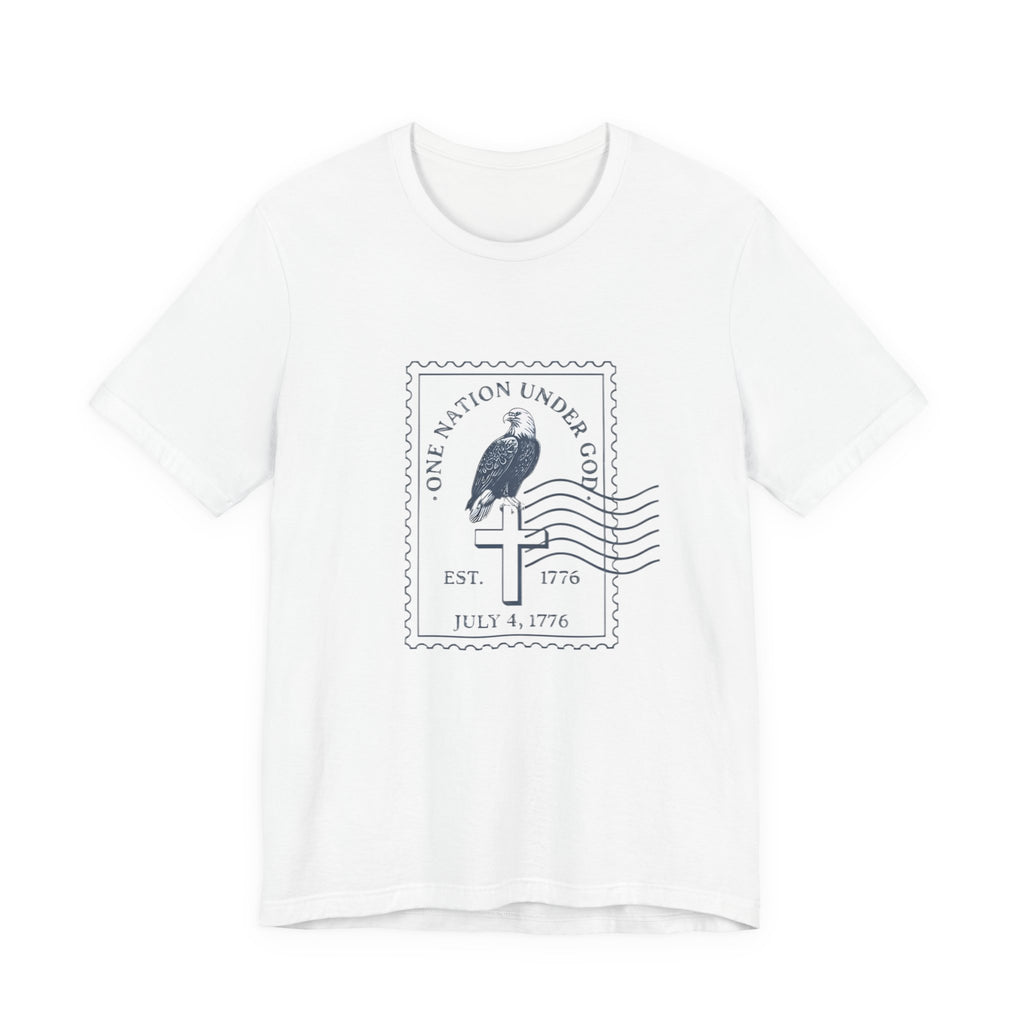 One Nation Under God Shirt, Patriotic Christian T Shirt, July 4 1776 Americana Tee, Stamp Design, Faith and Freedom Gift, America 250