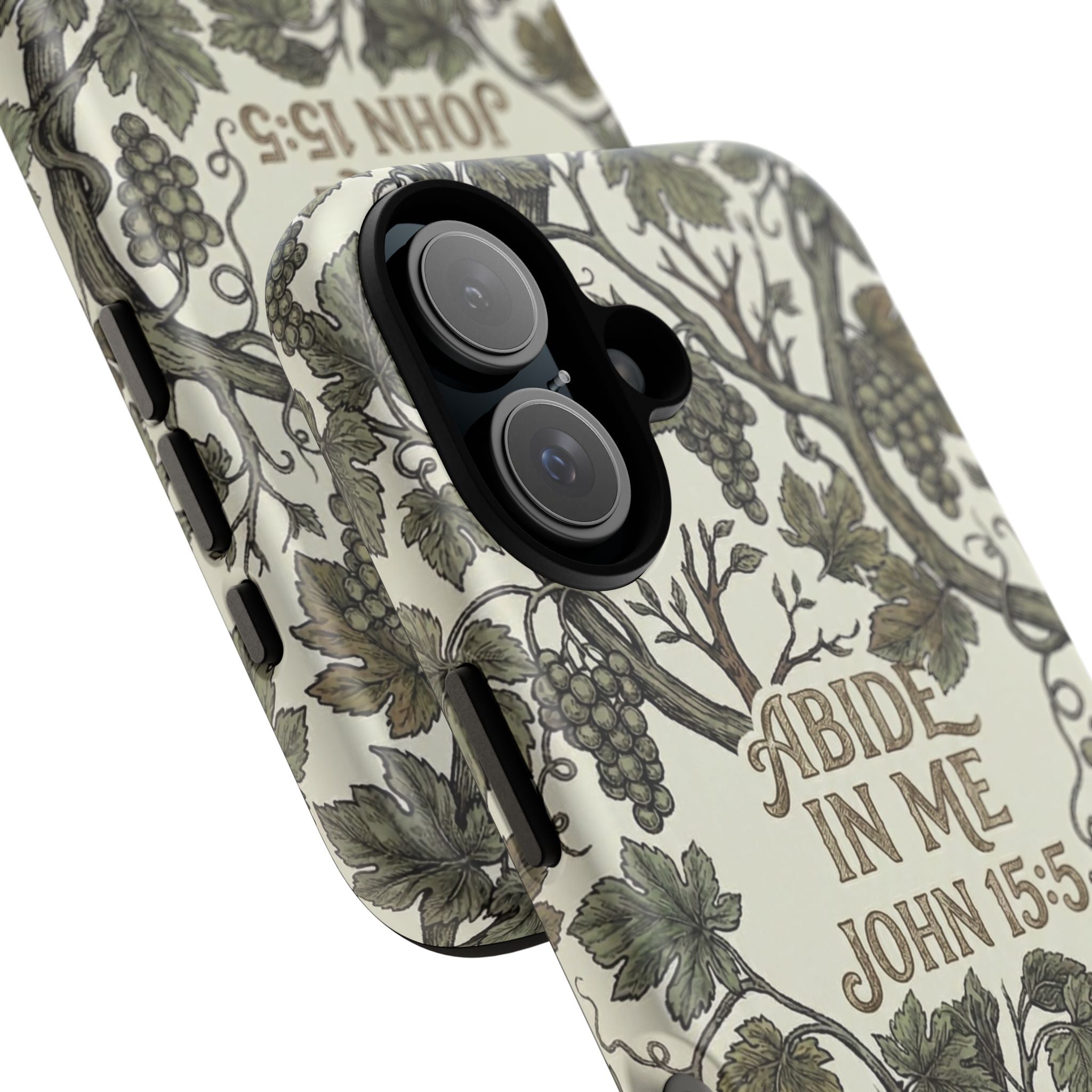 True Vine" Christian Phone Case | John 15 Scripture Art, Earthy Green Botanical Pattern, Nature Faith Gift, Bible Verse Cover