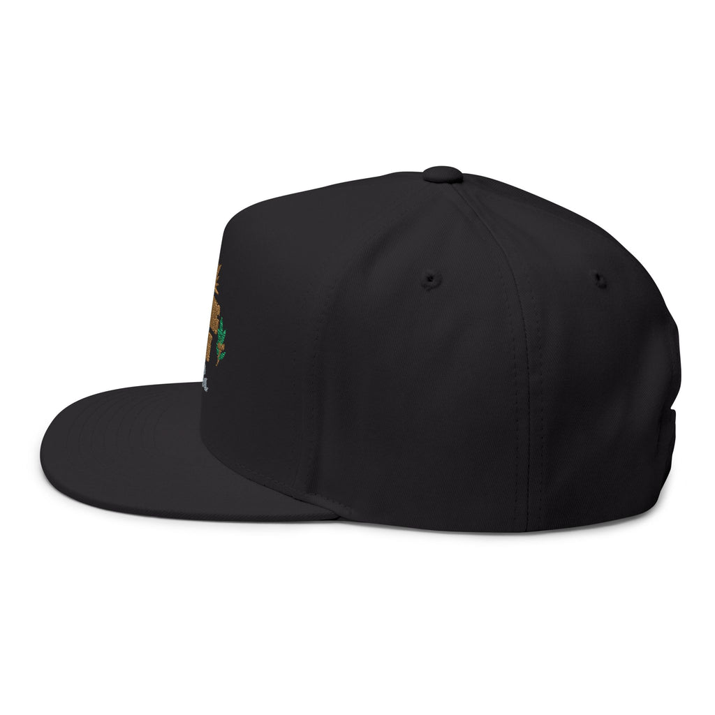 Morning Light embroidered flat bill cap | sun, laurel, wave design