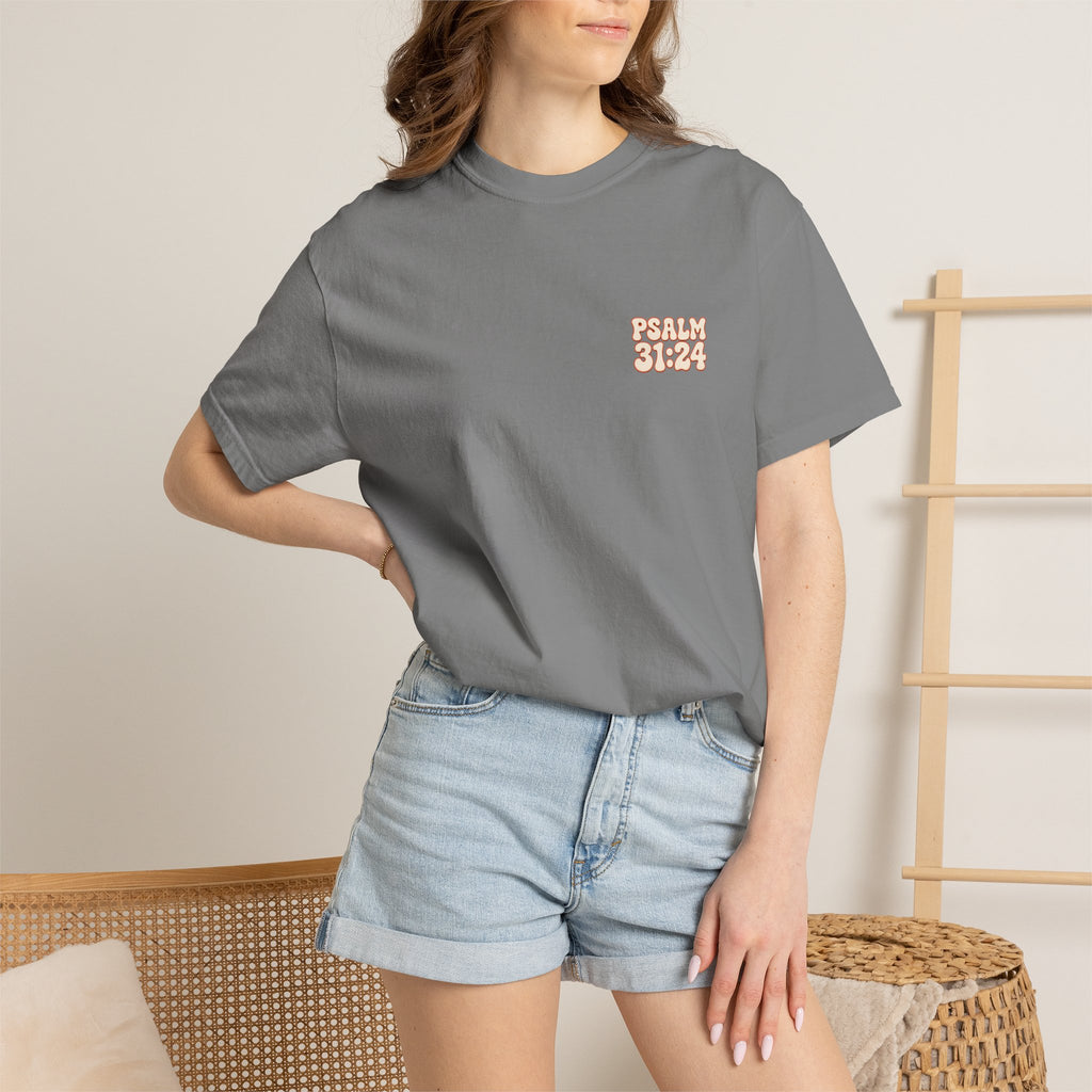 Hope In The Lord Shirt, Psalm 31 24 Christian T Shirt, Retro Bible Verse Tee, Comfort Colors Faith Shirt, Christian Gift