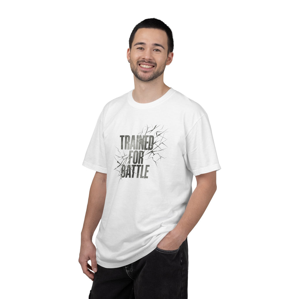 Trained for Battle Christian T Shirt inspired by Judges 6:12 The Lord is with you, mighty warrior.