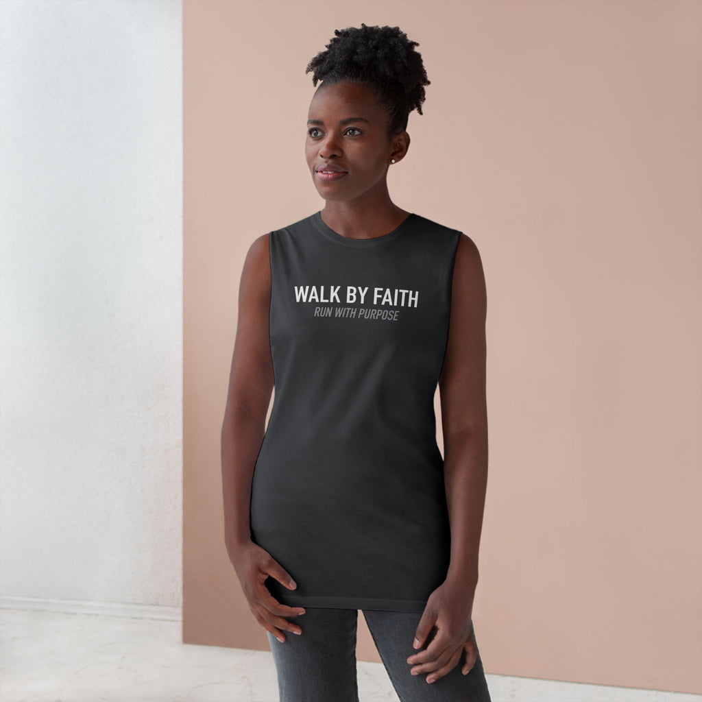 Walk By Faith Tank Top, Run With Purpose Christian Gym Tank, Unisex Muscle Tank Tee, Workout Worship Sleeveless Shirt
