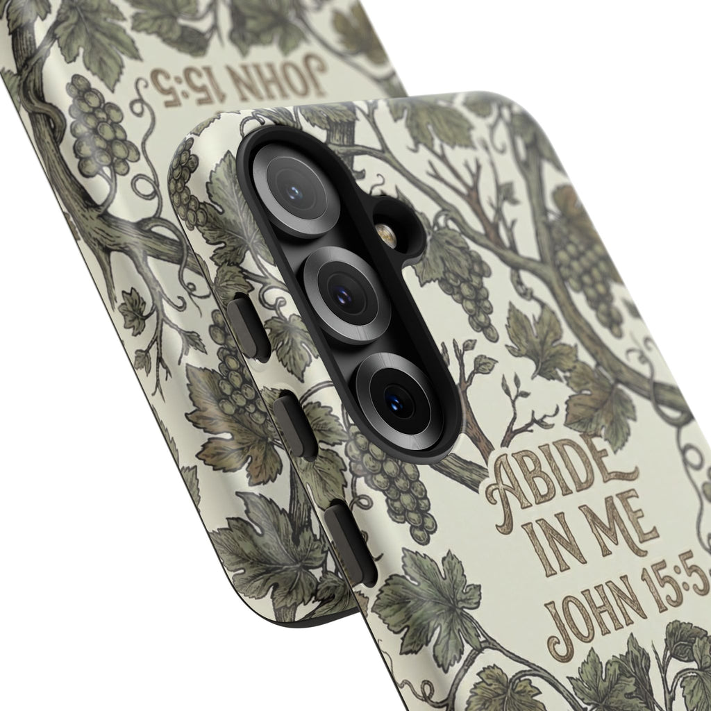True Vine" Christian Phone Case | John 15 Scripture Art, Earthy Green Botanical Pattern, Nature Faith Gift, Bible Verse Cover