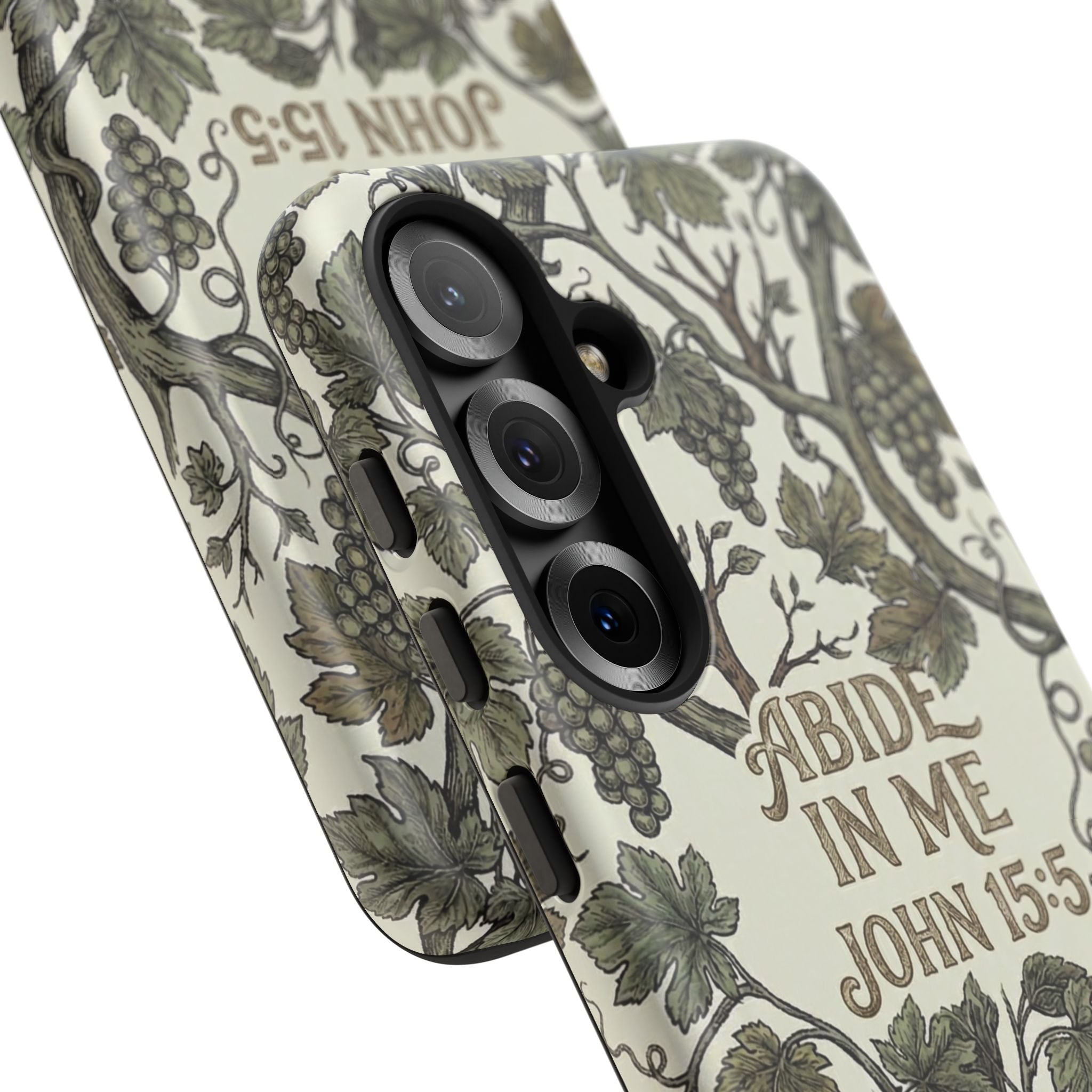 True Vine" Christian Phone Case | John 15 Scripture Art, Earthy Green Botanical Pattern, Nature Faith Gift, Bible Verse Cover