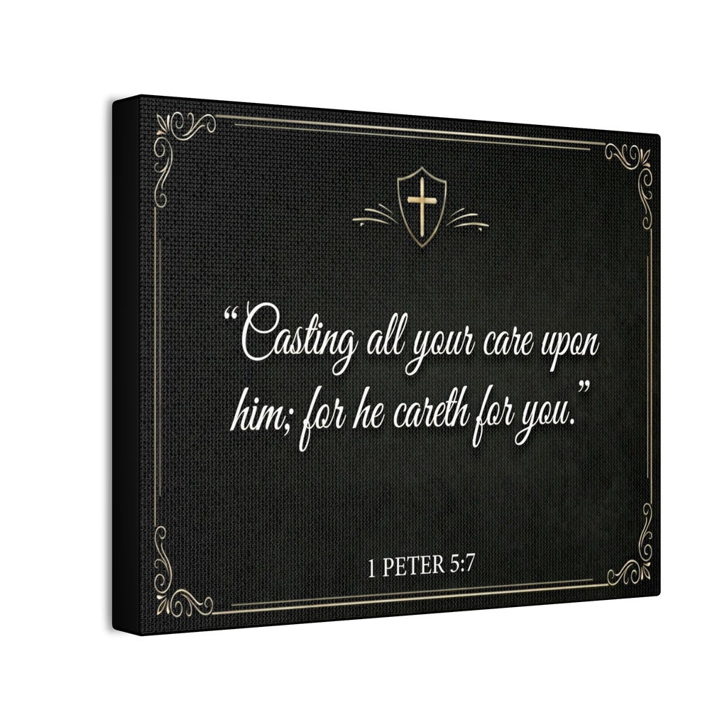 I Peter 5:7 Scripture Quote Canvas | Casting All Your Care Upon Him