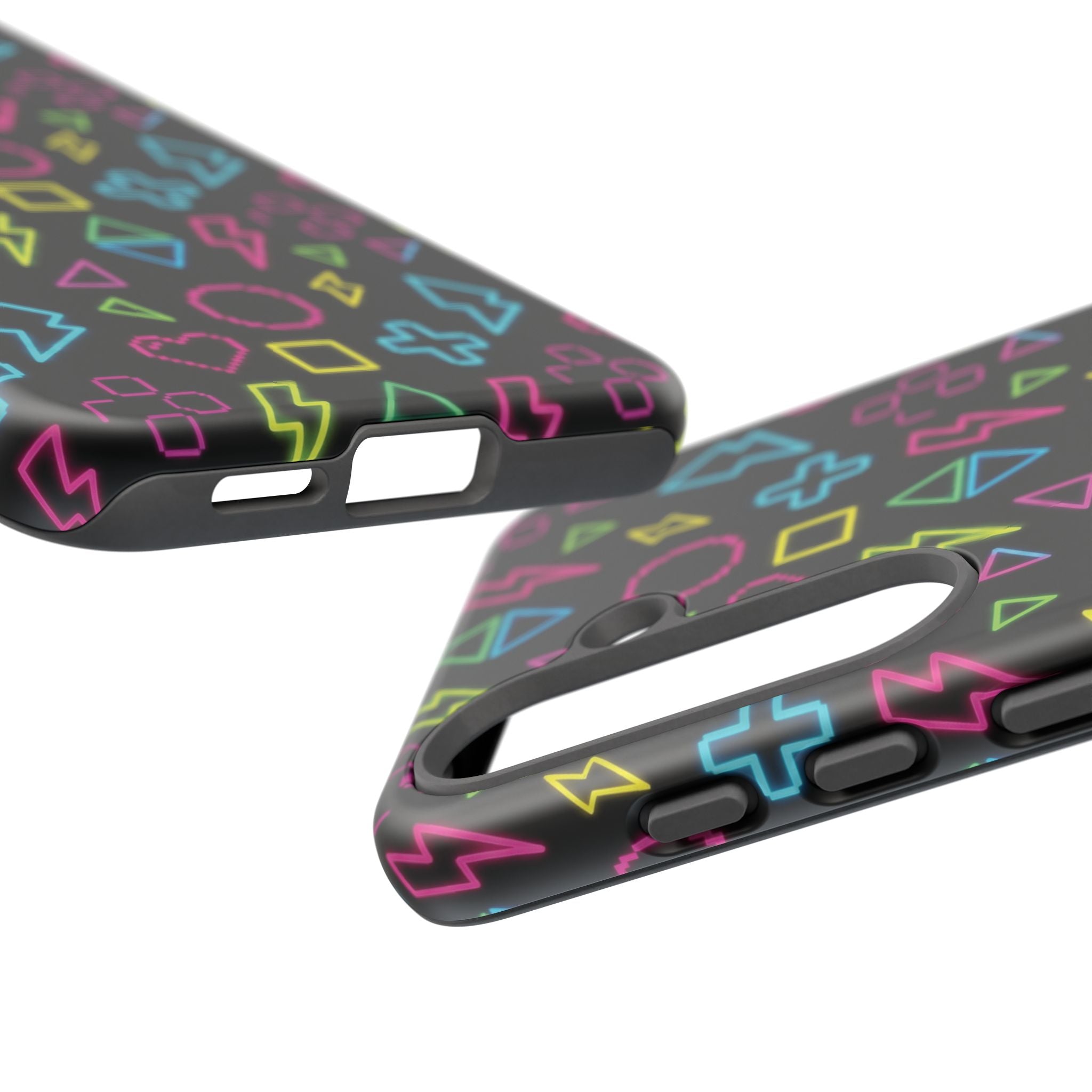 Electric Savior" Retro 90s Christian Phone Case | Neon Synthwave Pixel Art, Lightning Cross & Geometric Design, Bold Faith Gift
