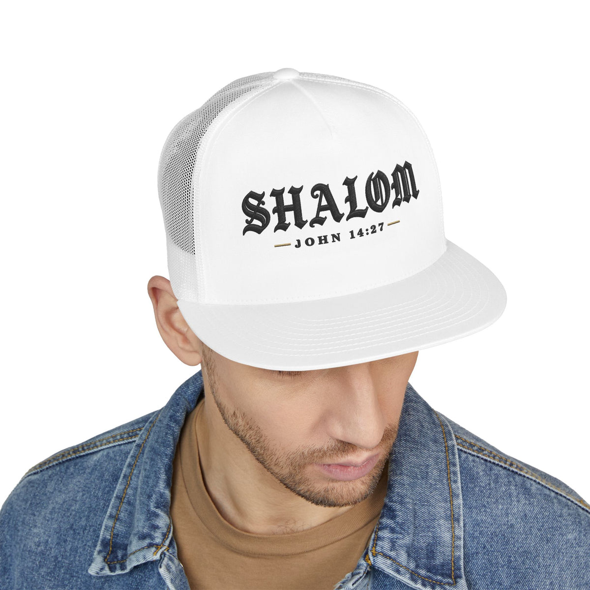 SHALOM Printed Christian 5-Panel Trucker Cap