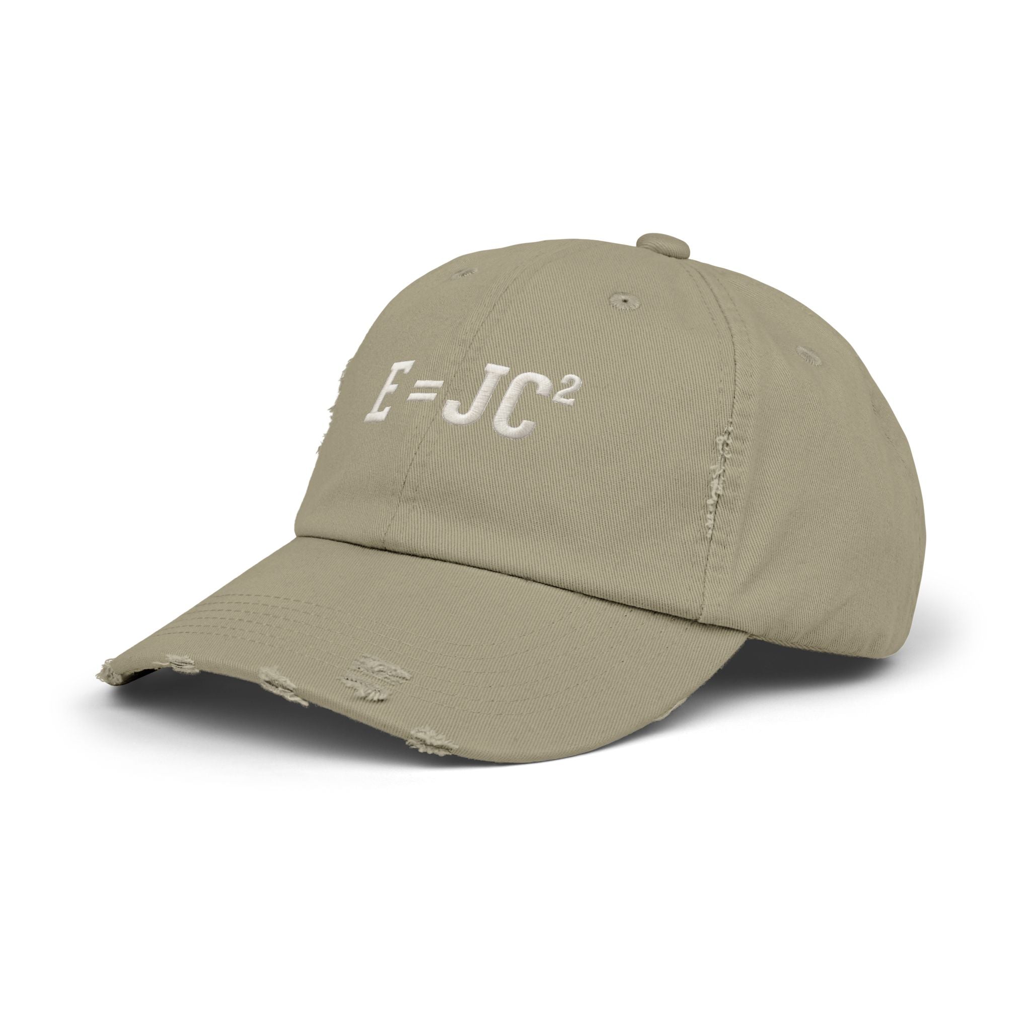 E=JC Cap | Distressed Baseball Hat, Science Equation Embroidered