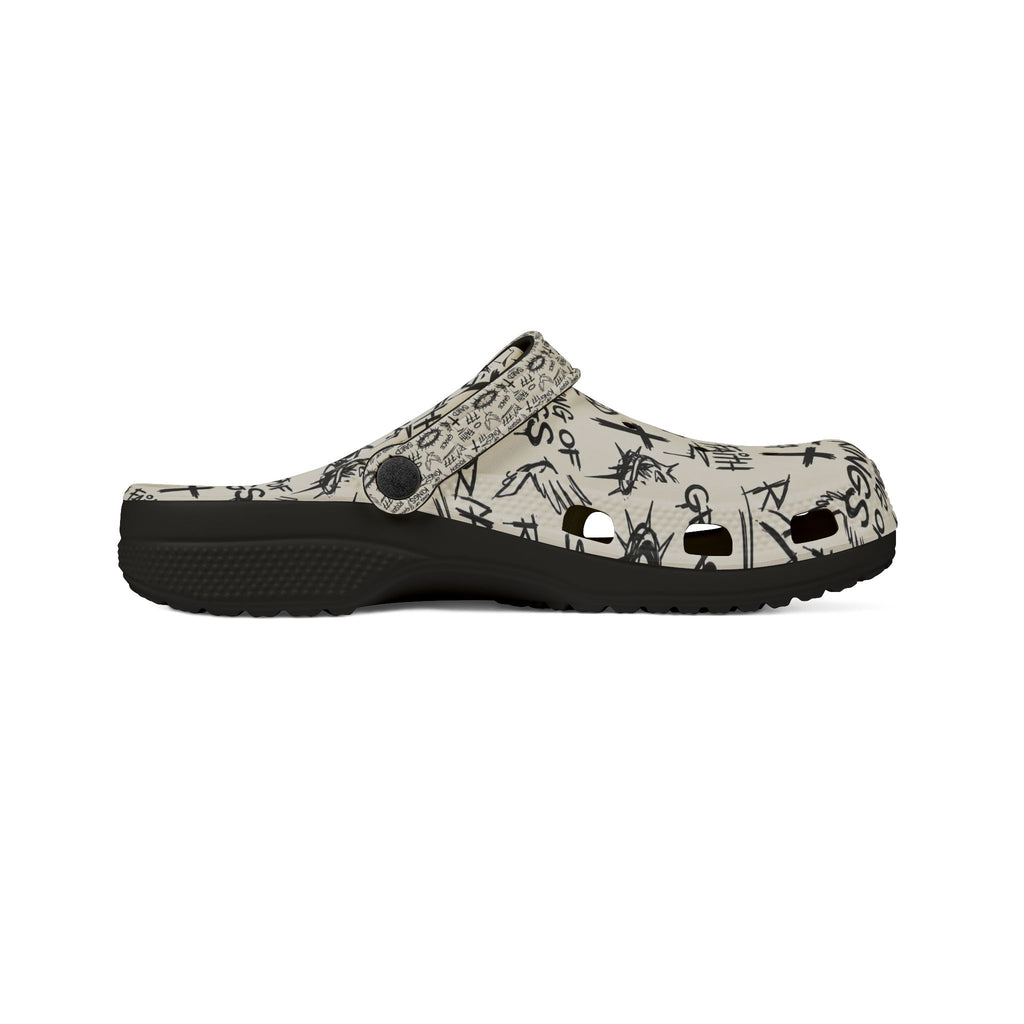 Christian Graffiti EVA Foam Slip Ons | Handwritten Faith Comfort Shoes | Clogs Style