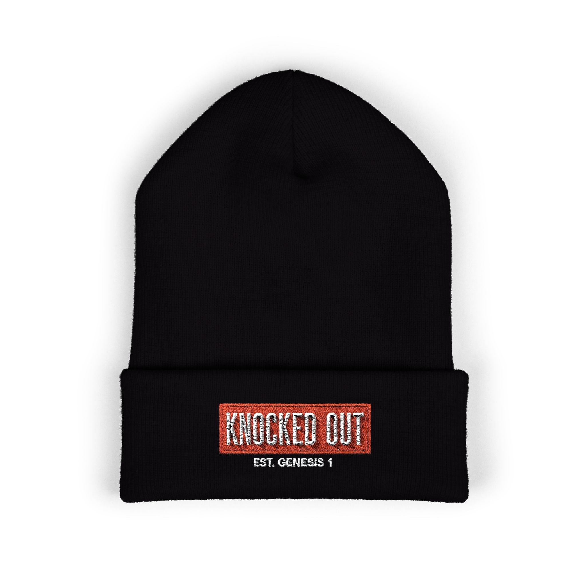Knocked Out Embroidered Logo Beanie | Cuffed Beanie, Olive