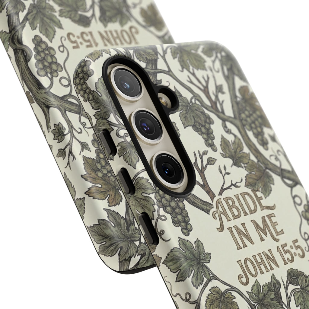 True Vine" Christian Phone Case | John 15 Scripture Art, Earthy Green Botanical Pattern, Nature Faith Gift, Bible Verse Cover