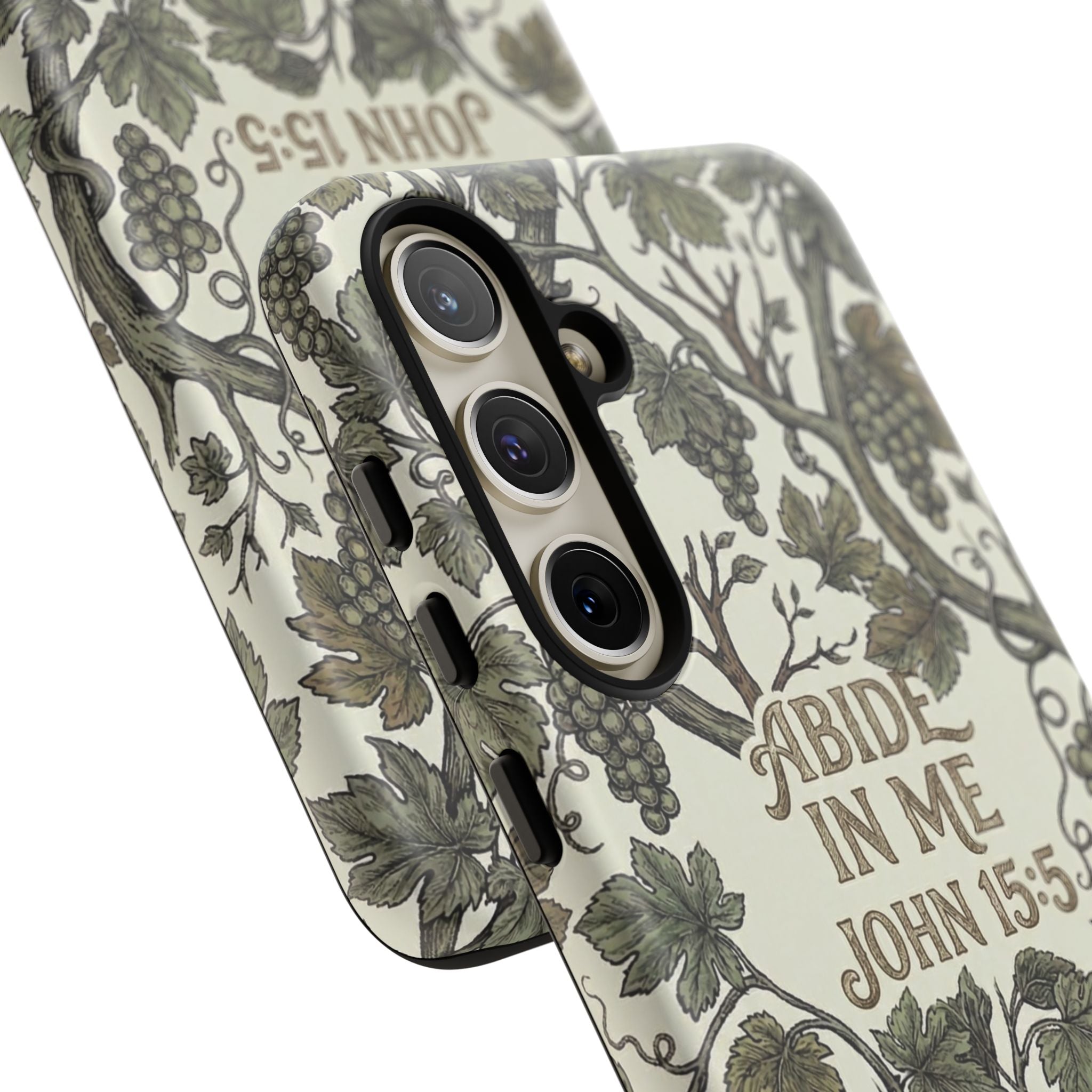 True Vine" Christian Phone Case | John 15 Scripture Art, Earthy Green Botanical Pattern, Nature Faith Gift, Bible Verse Cover