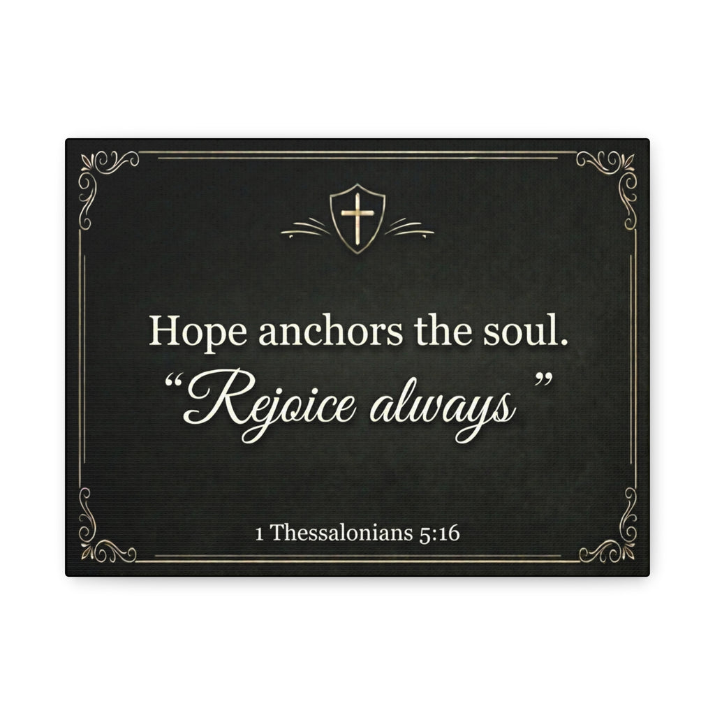 Hope Anchors the Soul Canvas Print, Rejoice Always Bible Verse Wall Art, 1 Thessalonians 5 16 Scripture Decor, Christian Gift