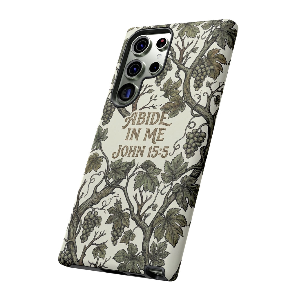 True Vine" Christian Phone Case | John 15 Scripture Art, Earthy Green Botanical Pattern, Nature Faith Gift, Bible Verse Cover