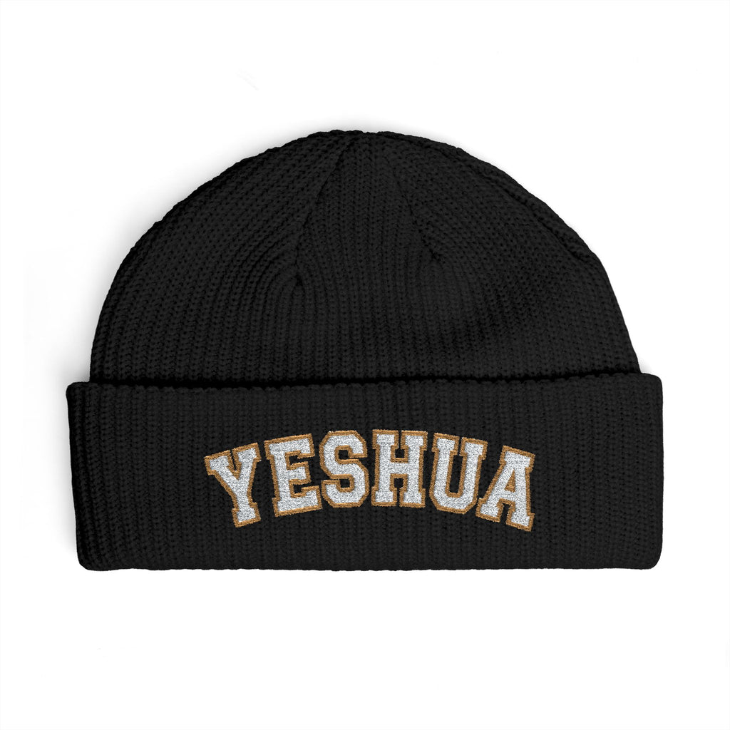 Yeshua Beanie, Christian Cuff Beanie, Religious Script Knit Hat, Faith Winter Hat, Embroidered Christian Beanie, Gift for Believers
