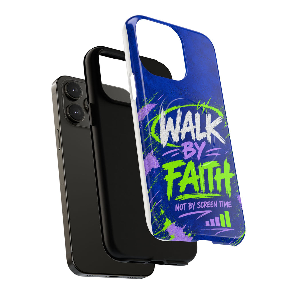 Walk by Faith Not by Screen Time Christian Tough Magnetic Phone Case
