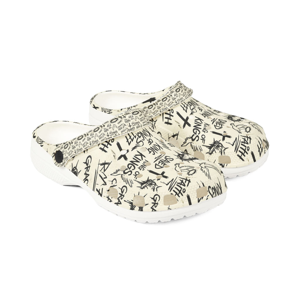 Christian Graffiti Crocs-style Clog EVA Foam Rubber Shoes | Handwritten Faith Pattern