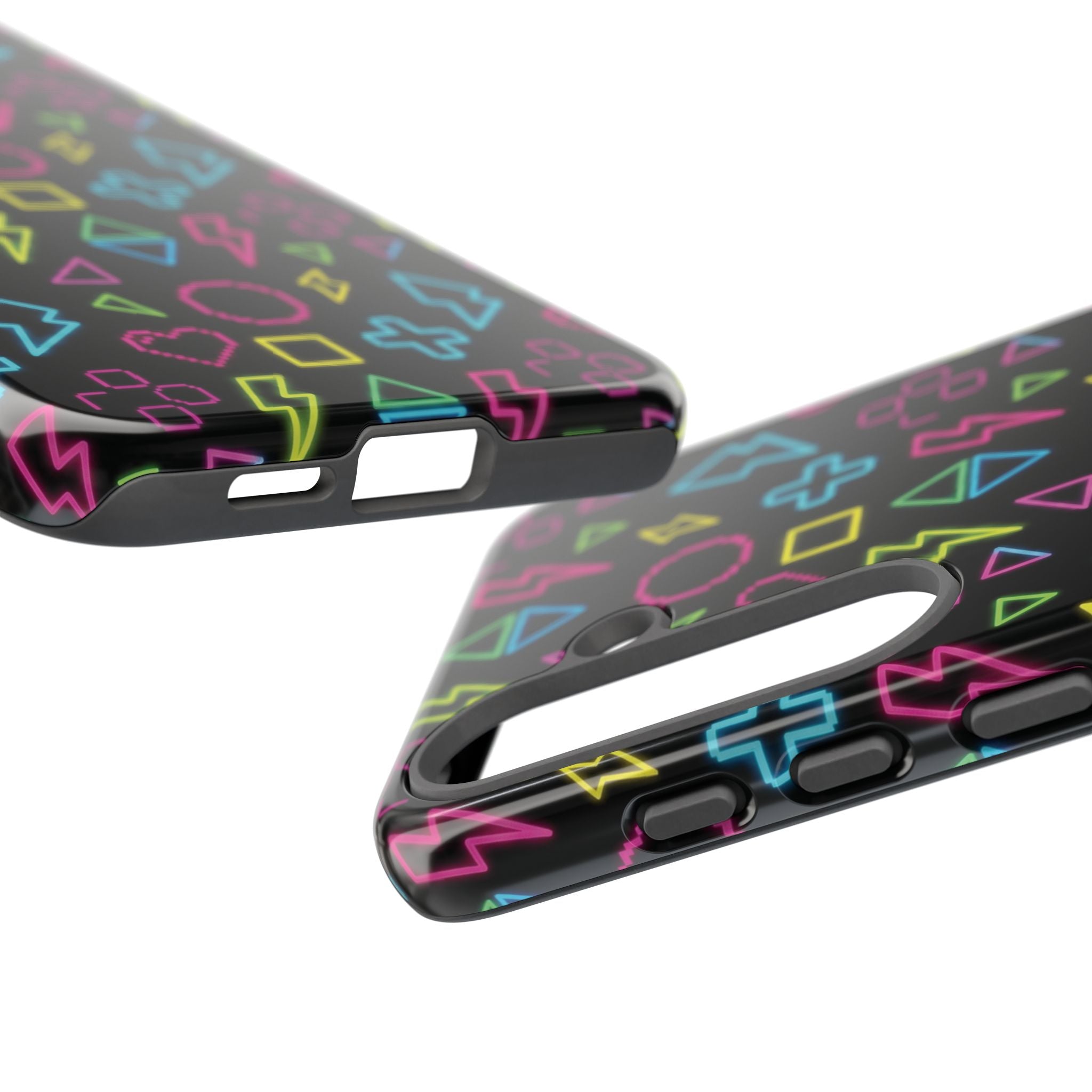 Electric Savior" Retro 90s Christian Phone Case | Neon Synthwave Pixel Art, Lightning Cross & Geometric Design, Bold Faith Gift