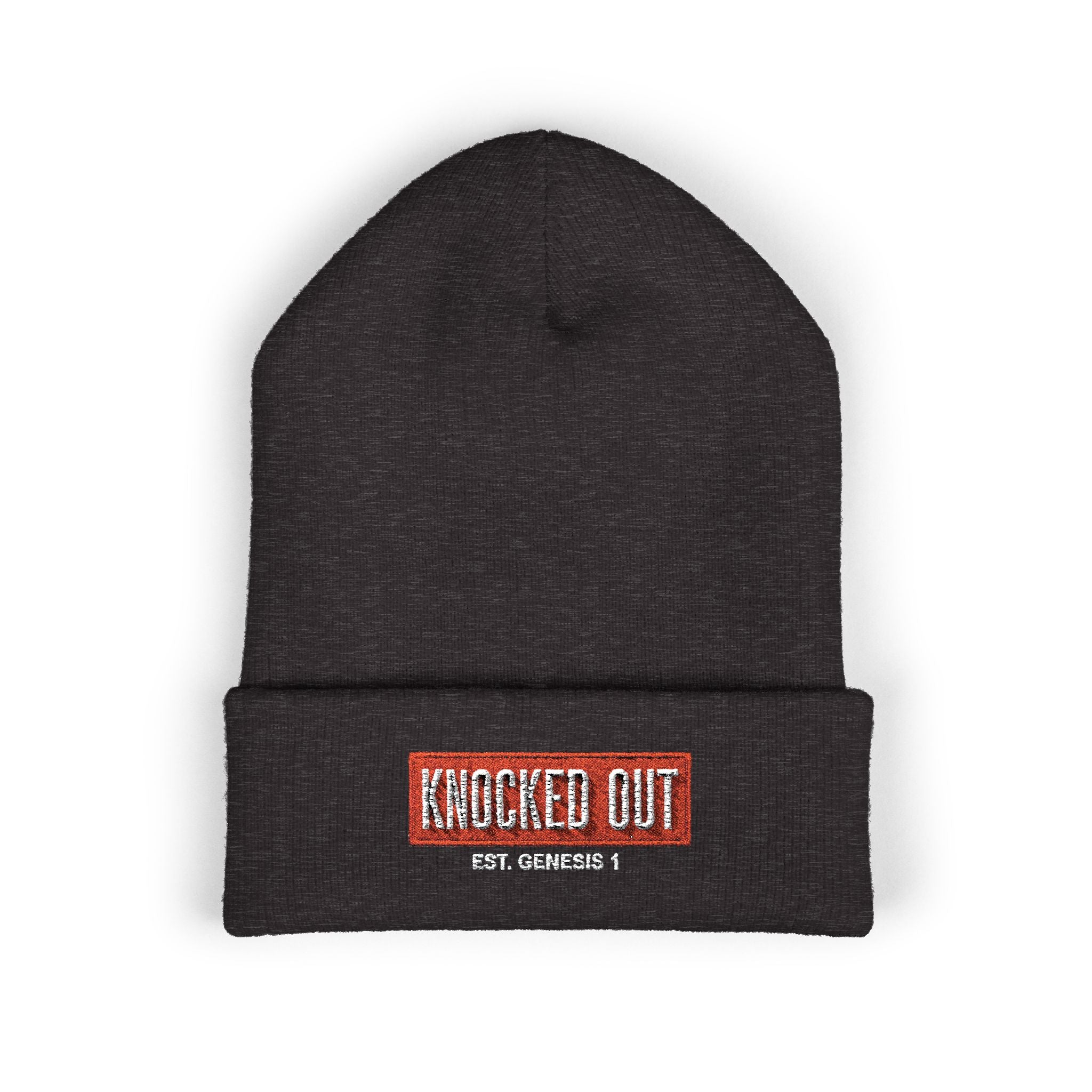 Knocked Out Embroidered Logo Beanie | Cuffed Beanie, Olive