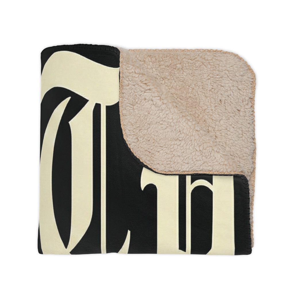 A Mighty Fortress Sherpa Blanket | Tan Plush Throw, Gothic Text Design