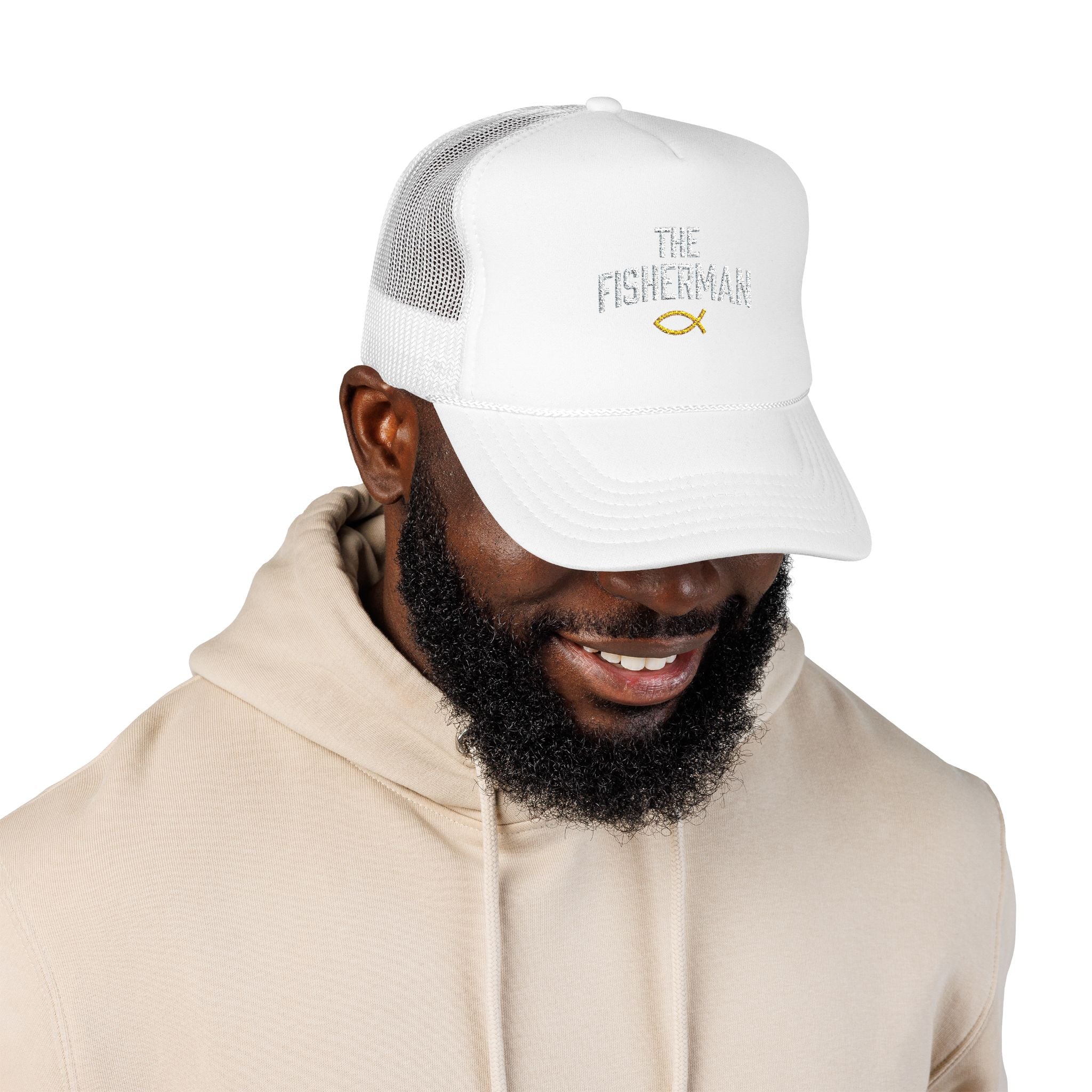 The Fisherman embroidered trucker hat | Fishing Christian Ichthys symbol