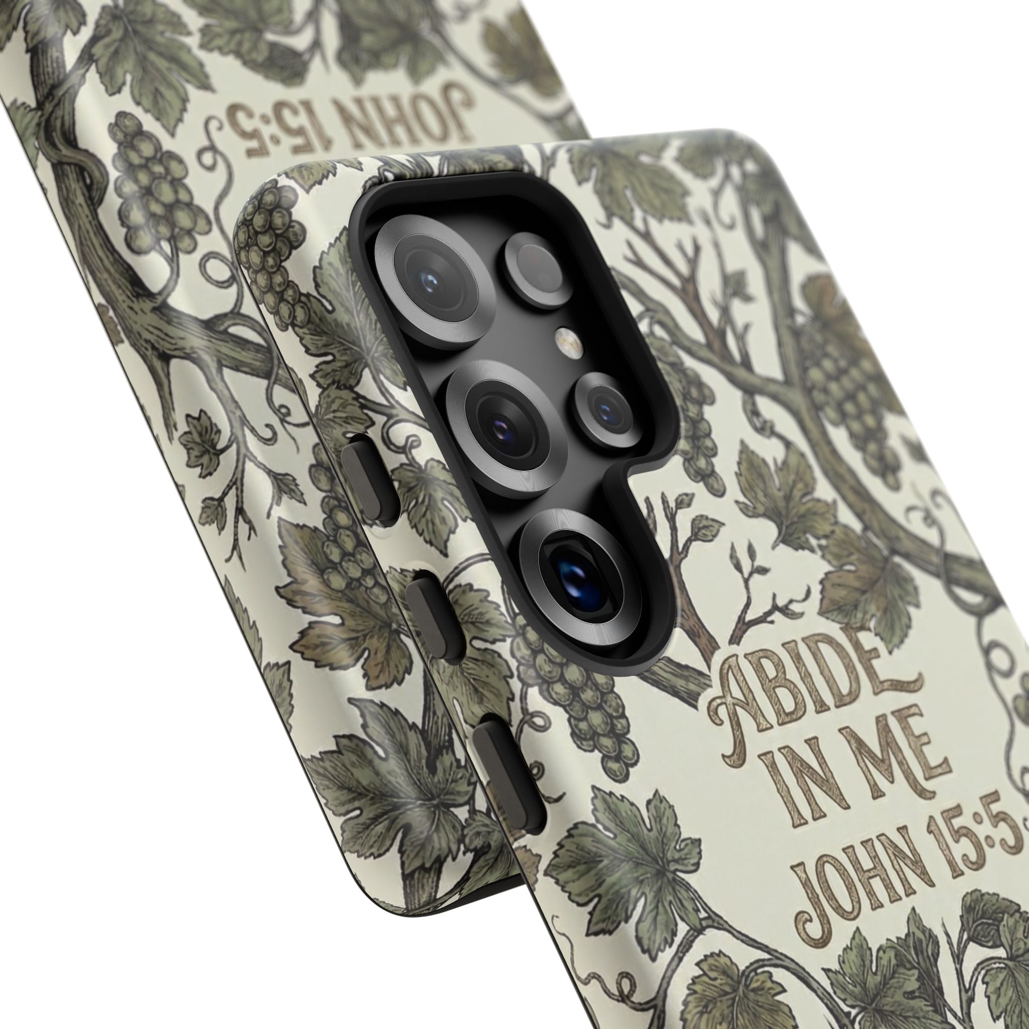 True Vine" Christian Phone Case | John 15 Scripture Art, Earthy Green Botanical Pattern, Nature Faith Gift, Bible Verse Cover