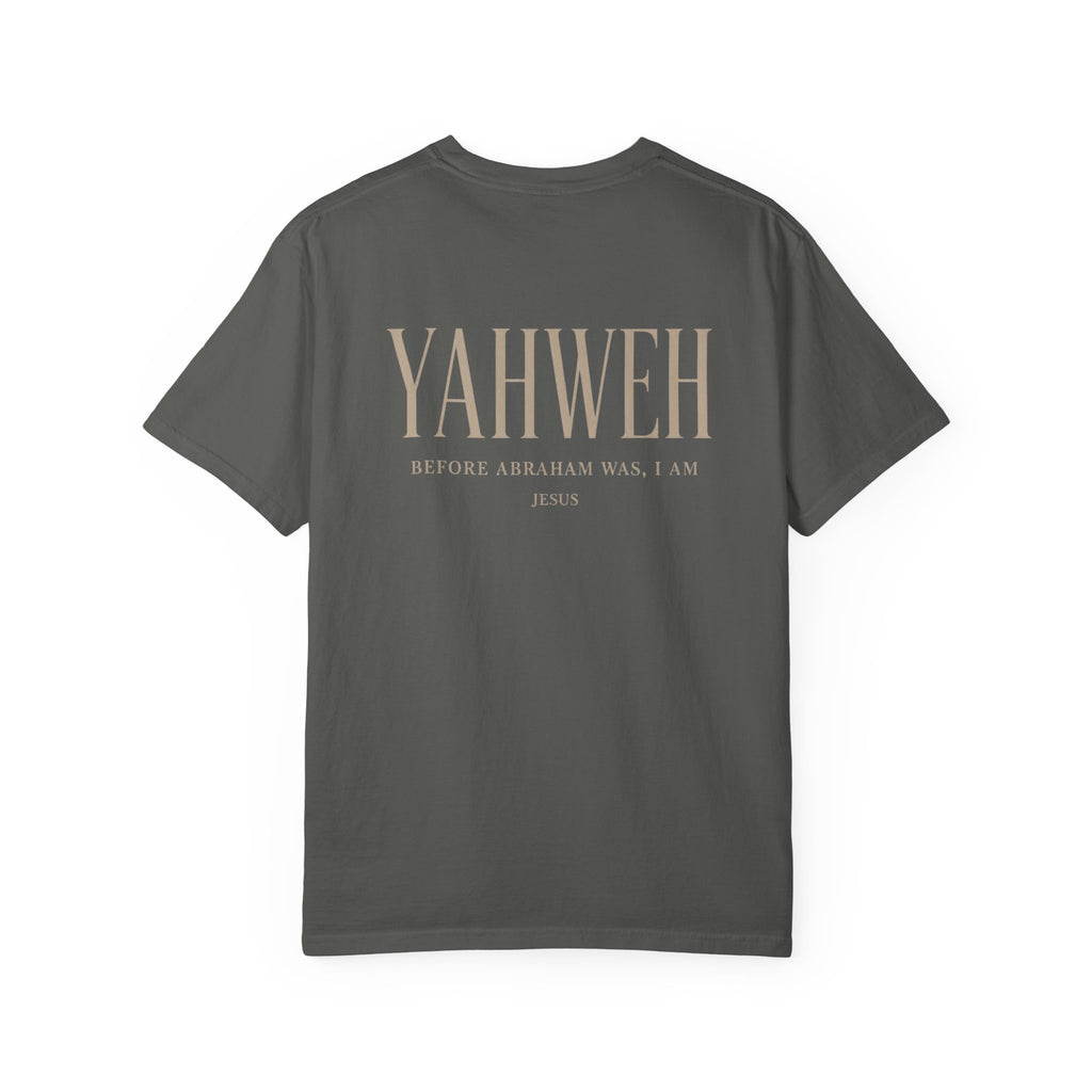 YAHWEH Christian Shirt, John 8:58 Garment Dyed Scripture Tee