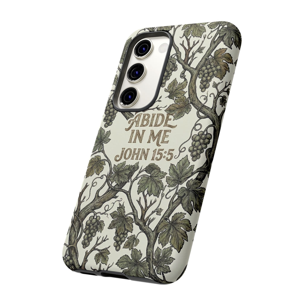 True Vine" Christian Phone Case | John 15 Scripture Art, Earthy Green Botanical Pattern, Nature Faith Gift, Bible Verse Cover