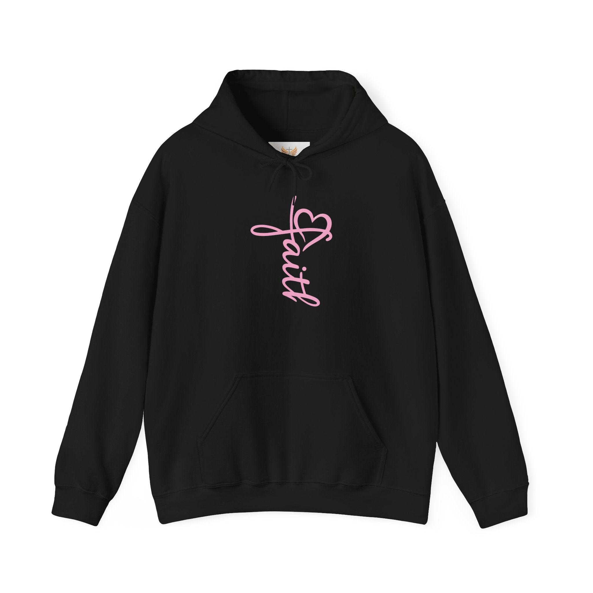 Faith script with heart Hoodie | White vertical faith design
