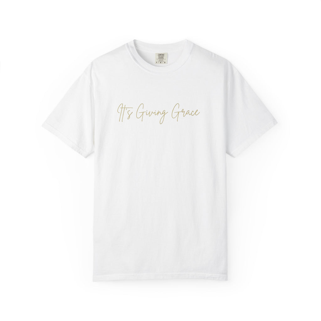 It's Giving Grace Shirt, Handwritten Script Tee, Trendy Christian Apparel, Cream Text T-Shirt, Faith Based Gift for Her