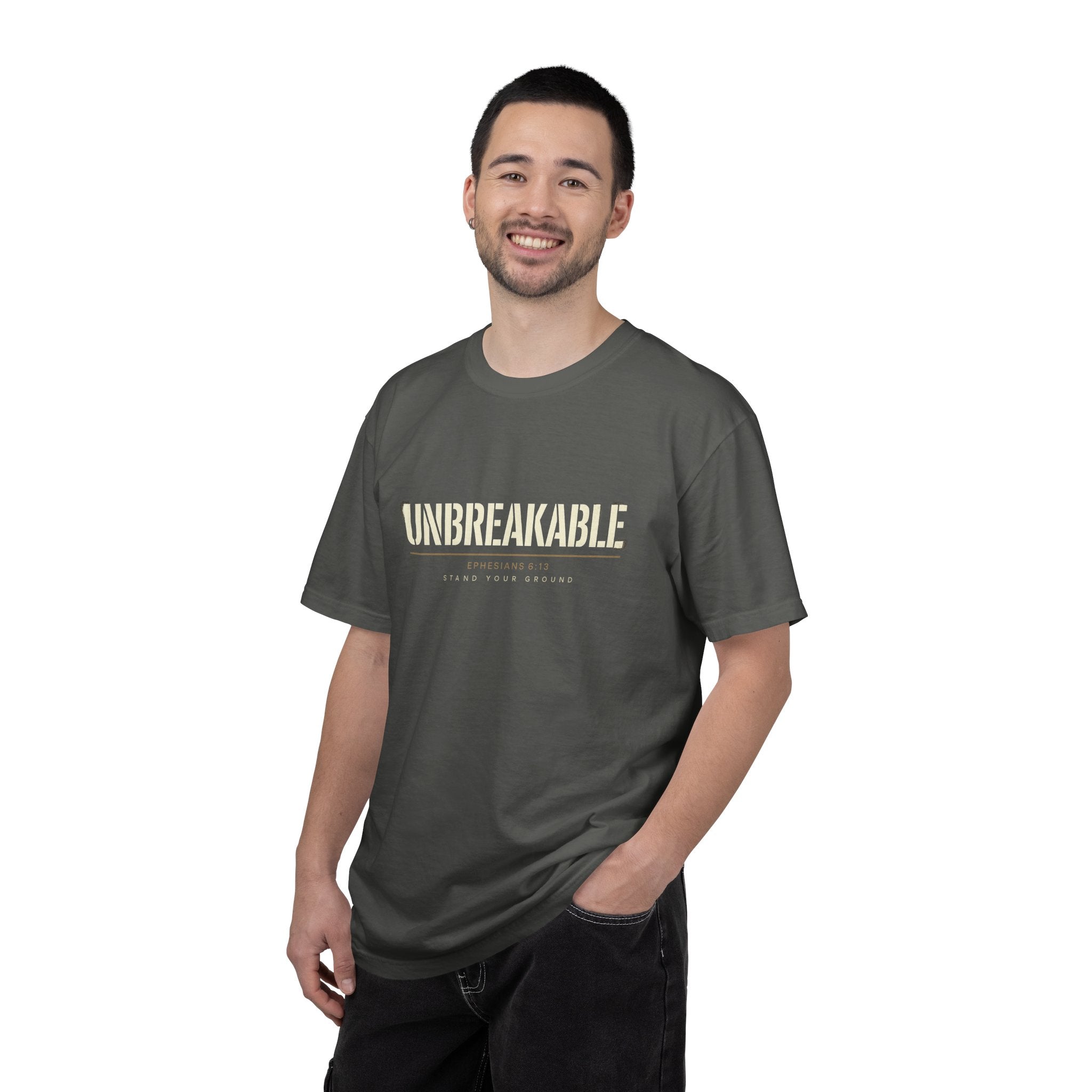 Unbreakable Unisex Shirt, Garment Dyed T Shirt, Vintage Wash Tee, Inspirational Typography, Motivation Gym Shirt, Resilience Gift