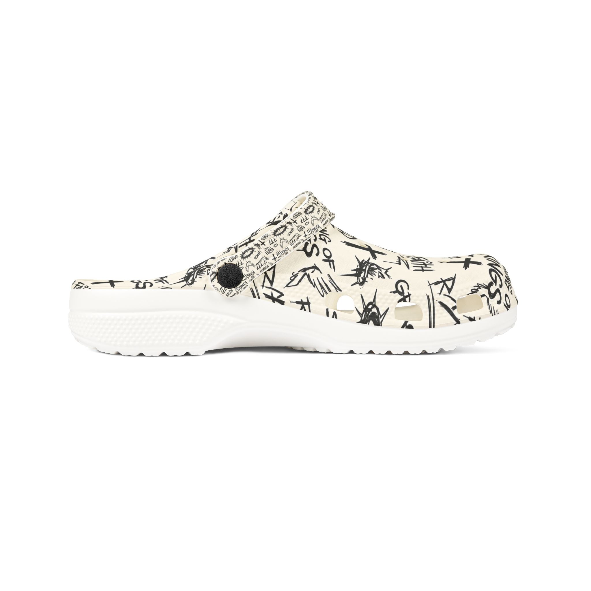Christian Graffiti EVA Foam Slip Ons | Handwritten Faith Comfort Shoes | Clogs Style