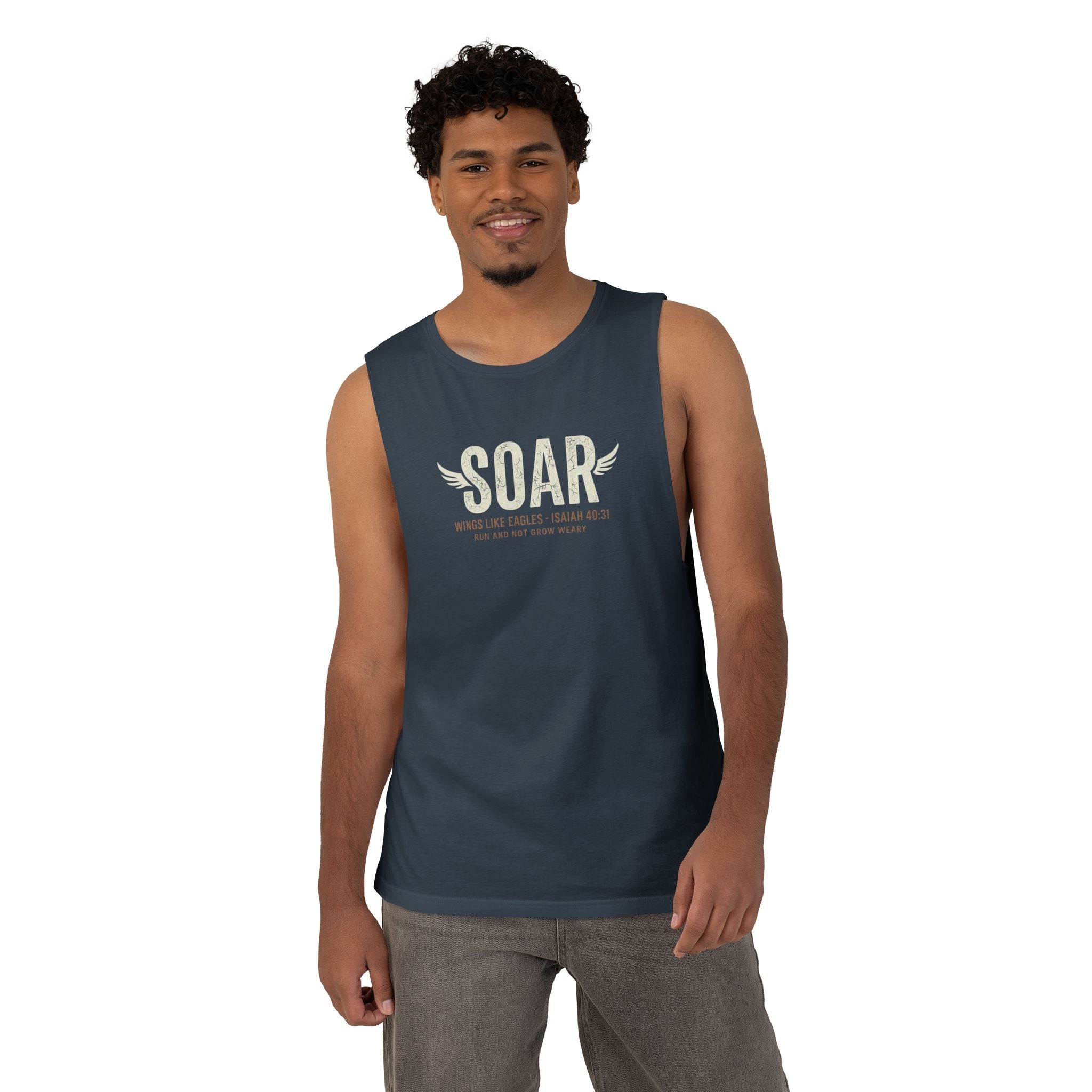SOAR Isaiah 40:31 Tank Top, Wings Like Eagles Muscle Tank, Christian Workout Shirt, Faith Gym Apparel, Inspirational Unisex Tank