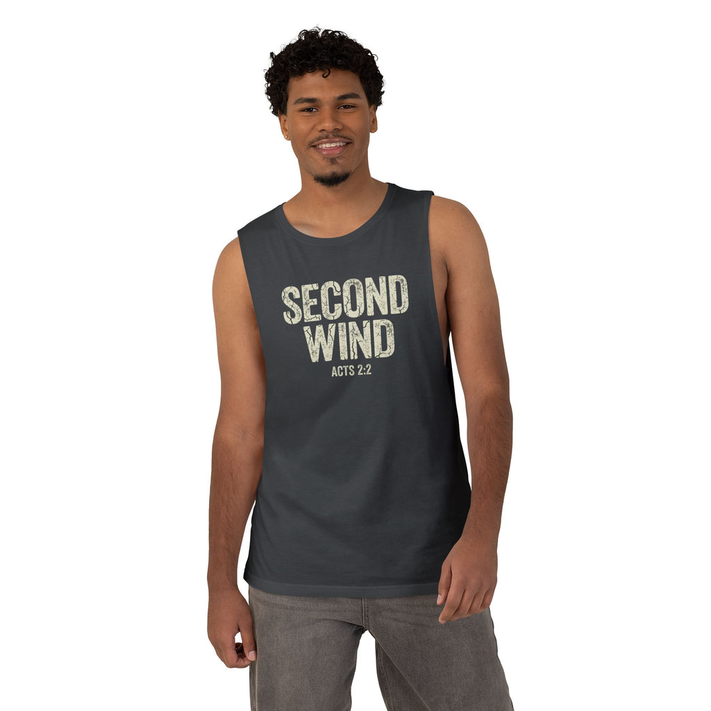 Second Wind Christian Tank Top | Acts 2:2 Bible Verse Shirt | Mens Christian Streetwear | Religious Workout Apparel | Gym Scripture Gift