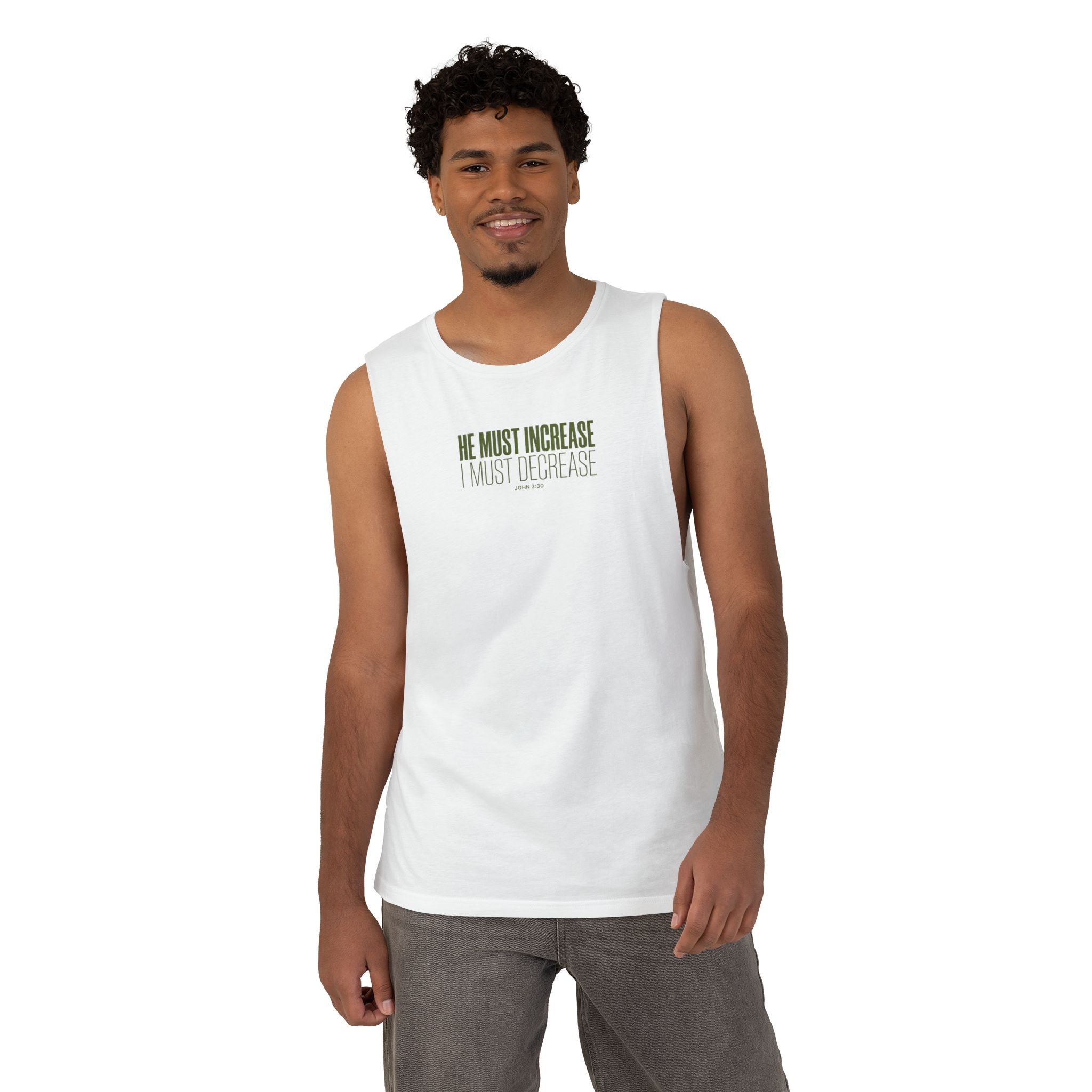 He Must Increase I Must Decrease Tank, John 3 30 Christian Tank Top, Bible Verse Workout Shirt, Faith Gym Apparel