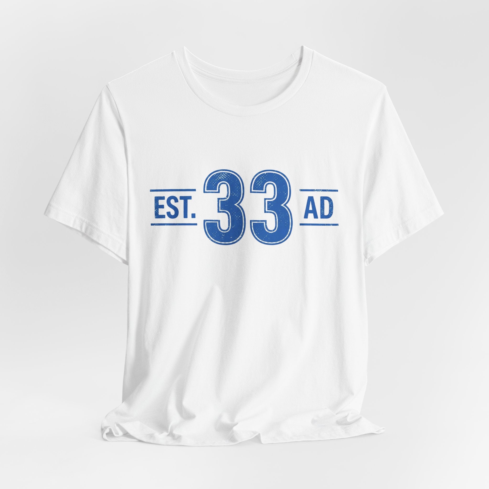 Est 33 AD Christian T Shirt, Vintage Athletic Number Tee, Jesus Faith Graphic Shirt, Retro Collegiate Tee, Christian Gift for Him Her