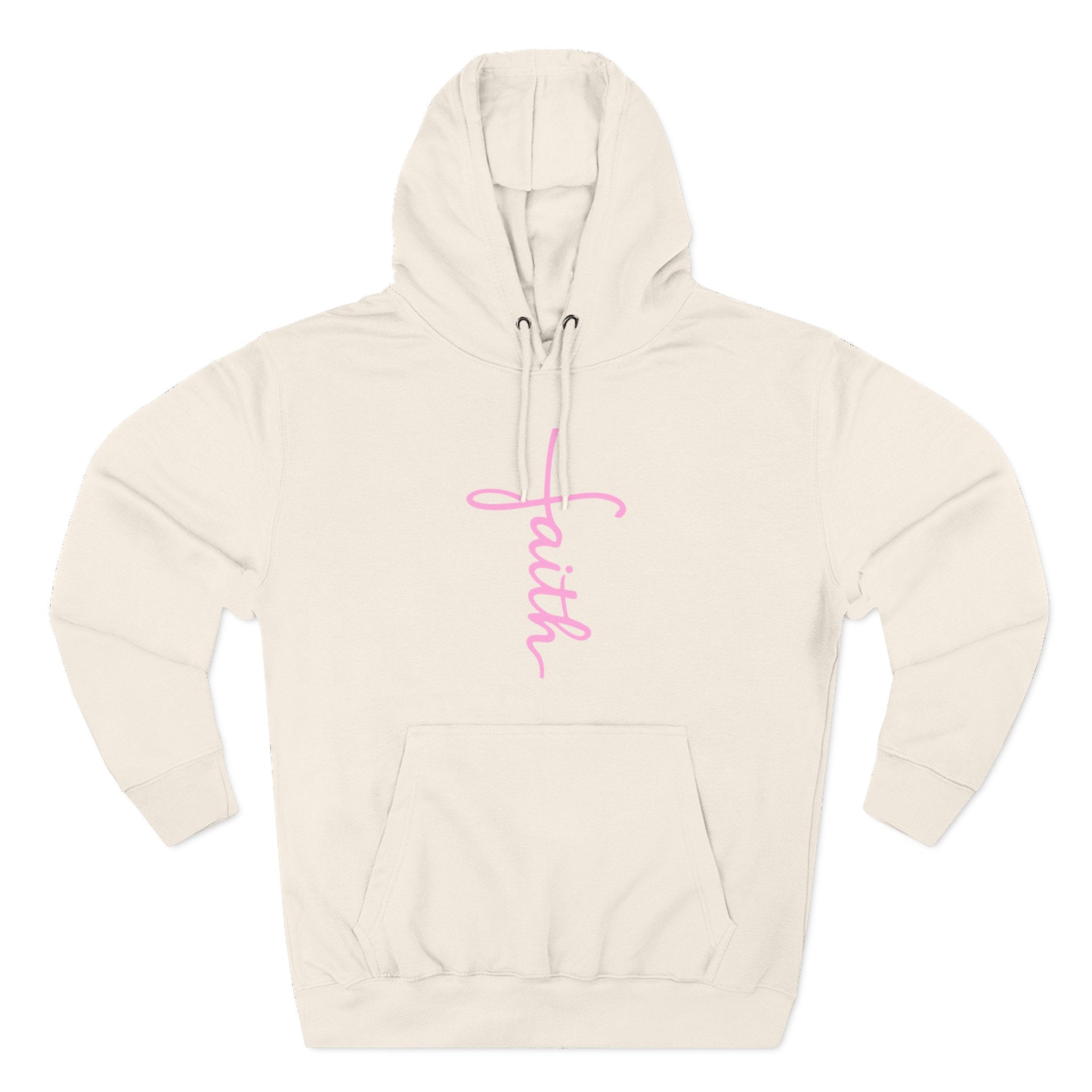 Pink Faith Hoodie | Christian Hoodie for Women | Minimalist Script Cross Hoodie | Christian Streetwear | Faith Gift | Religious Sweatshirt