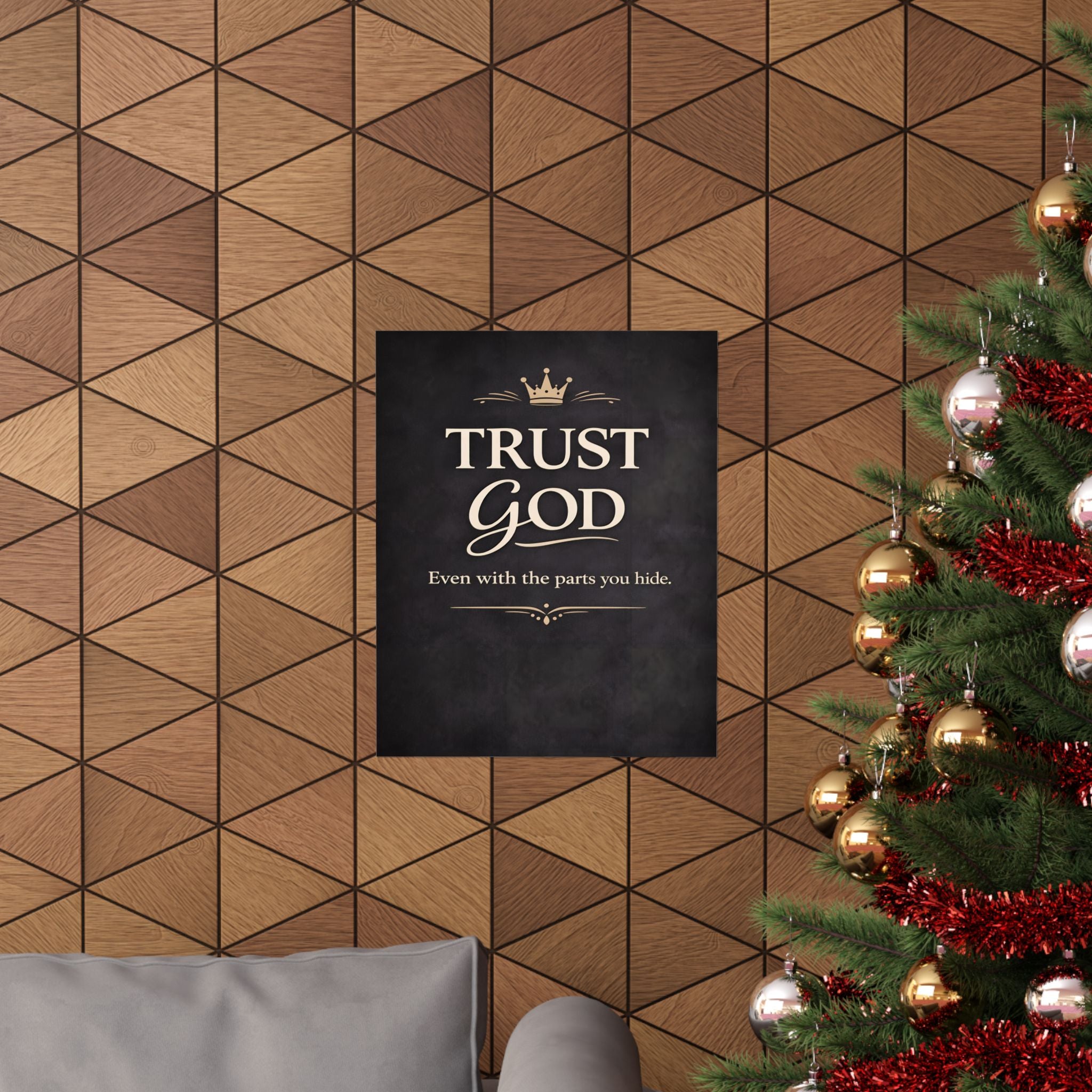 Trust God Typography Poster | Matte Vertical Poster, Inspirational Christian Wall Art