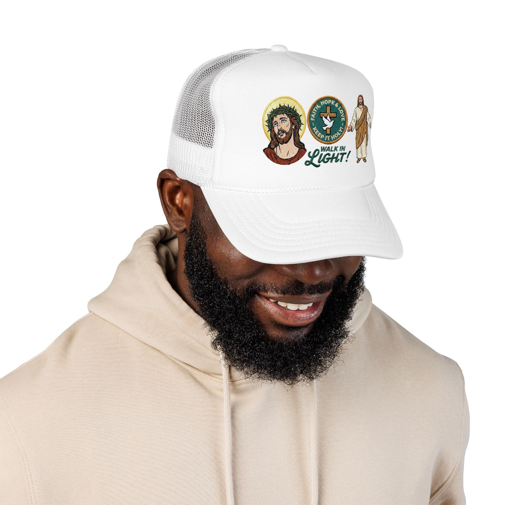 Jesus Foam Trucker Hat, Christian Trucker Cap, Embroidered Jesus Hat, Faith Based Hat, Church Hat, Religious Gift for Him
