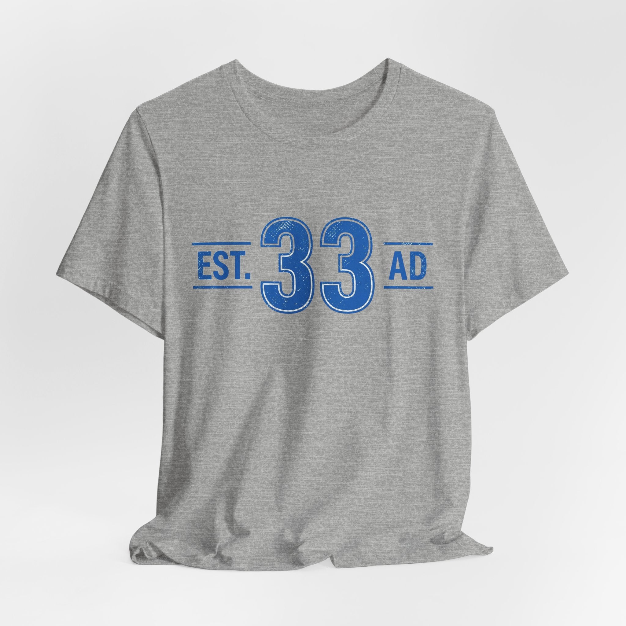 Est 33 AD Christian T Shirt, Vintage Athletic Number Tee, Jesus Faith Graphic Shirt, Retro Collegiate Tee, Christian Gift for Him Her
